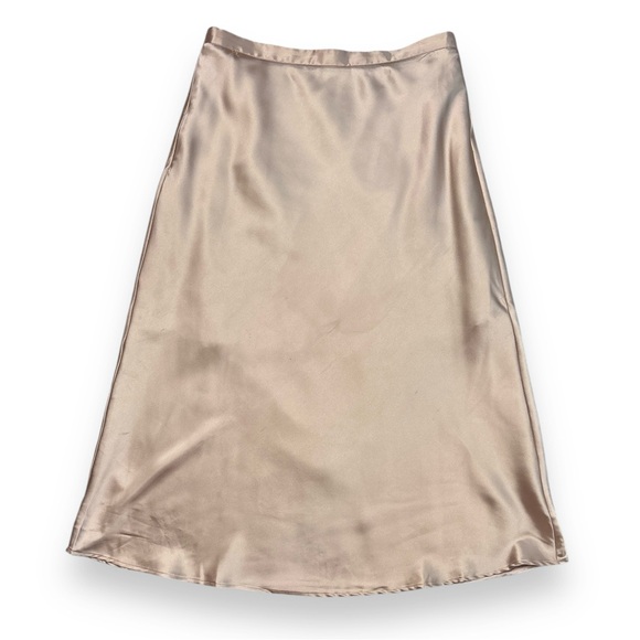 COMMONSENSE High Waisted Satin Midi Skirt Apricot - Picture 7 of 11